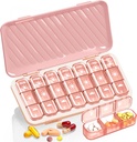 Pill Organizer 3 Times A Day, 7 Day Pill Box - GloDeals Weekly Pill Organizer, Portable Removable Daily Medicine Container Dispenser Case för vitamin Fish Oil Supplement, Pink