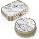 Pill Case Pill Box med Mirror Retro Small Pill Case för Purse eller Pocket Brons Pill Box eller Vitaminer, Fish Oil, Supplements, Pill Containe Travel Gifts(2PCS)