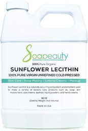 Sunflower Lecithin Liquid Oil | Cold Pressed Unrefined | USP Grade Unbleached 100% Pure Natural Sunflower Lecithin Oil | Hud Moisturizer, Soap Making, Lotion | 32 fl oz