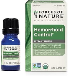 Forces of Nature Hemorrhoid Treatment, Extra Strength 0.37 Fl Oz, Organic Homeopathic Medicine & Essential Oils, Hemorrhoid Relief för smärta, kläckning, svullnad, ömhet och obehag