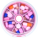 Pill Organizer Travel Pill Case för Purse Portable Pill Box Round Weekiy Pill Container för vitamin Fish Oil Pills Supplements (Pink)
