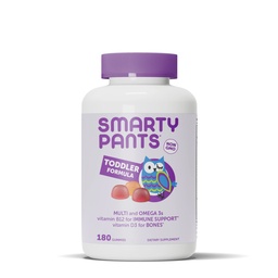 SmartyPants Toddler Multivitamin Gummies: Omega 3 Fish Oil (EPA / DHA), Vitamin D3, C, Vitamin B12, B6, A, K & Zink, Biotin, Beta Carotene, Gluten Free, Three Fruit Flavors, 180 Count (60 Day Supply)