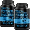 12-i-1 Nootropic Brain Supplement Anhydrous: Ginkgo Biloba för hjärnstöd, minne och fokus - B12, Alpha GPC, L Theanine och Choline Supplements med Bioperine Non Caffeinated 1321mg (120ct)