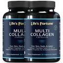 Multi Collagen Peptides Typer I, II, III, V & X Hydrolyzed Protein Capsules - Grass-Fed, Blanda med Digestive Enzyme - för hud, hår, naglar, Joints & Gut Health, Unflavored (60 greve av 2))