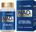 NAD+ Supplement 1000 mg Pure Organic, Highest NAD+ Resveratrol Supplement Max Absorption for Energy and DNA Repair, Aging Defense, Brain Function Support, 120 Capsules