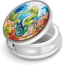 Pill Box-3 Compartment Small Pill Case för Purse & Pocket Mini Metal Pill Holder Travel Pill Container för att hålla tillägg Vitamins BPA-Free (Seahorse)