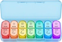 Weekly Pill Organizer 2 gånger om dagen - AM PM Pill Organizer med 7 Daily Color-Coded Small Cases, Morning and Night Travel Pill Cases för vitaminer, medicin och kosttillskott