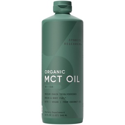 Sportforskning organisk MCT Olja - Keto & Vegan MCTs C8, C10 från kokosnötter - Fatty Acid Brain & Body Fuel, Non-GMO & Gluten Free - smaklös olja, perfekt i kaffe, te och proteinskakor - 32 oz