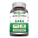 Fantastiska Formler GABA 750mg Per Serving Veggie Capsules Supplement | Icke-GMO | Gluten Free | Tillverkad i USA | Perfekt för vegetarianer (200 greve)