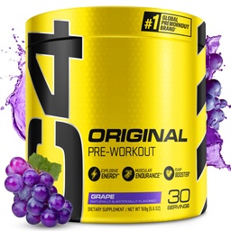 Cellucor C4 Original Pre Workout Powder Grape Sugar Free Preworkout Energy för Män & Kvinnor 150mg Koffein + Beta Alanin + Kreatin - 30 portioner (Packaging May Vary)