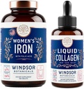 WINDSOR BOTANICALS Liquid Collagen och järn för kvinnor Beaty och Wellness Bundle