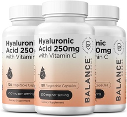 Rena Hyaluronsyra Supplement 250mg med vitamin C 50mg, 120 Vegan kapslar - Hudhydration för naturlig glöd, hår, naglar, ben och gemensam hälsa Formel