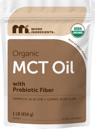Organisk MCT oljepulver med prebiotisk fiber, 1 pund (16 ounce), snabb bränsle för kropp och hjärna, C8 MCT olja för kaffekrämare, inga genetiskt modifierade organismer, Keto Diet, Vegan
