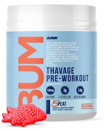 RAW Pre Workout Powder, Thavage (5 Peat, Red Gummy) - Chris Bumstead Sports Nutrition Supplement för män och kvinnor - Cbum Pre Workout för träning, Hydration, Mental Focus & Energy - 40 portioner