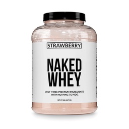 NAKED Strawberry Whey Protein - All Natural Grass Fed Whey Protein Powder + Torkade jordgubbar + Coconut Sugar-5lb Bulk, GMO-Free, Soy Free, Gluten Free. Aid Muscle Growth & Recovery - 61 portioner