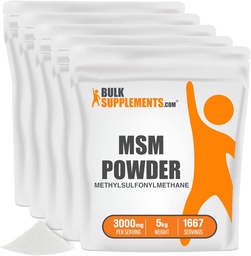 BulkSupplements.com MSM Powder - Methylsulfonylmetan, MSM Supplement - MSM Pure Powder, MSM 3000mg - för gemensam hälsa, Gluten Free, 3000mg per portion, 5kg (11 lbs) (Pack av 5)