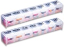 GMS Weekly Pill Organizer - 7-Day Labeled Compartment Pill Case för kosttillskott, vitaminer och medicinering - Säkra latches - Perfekt för daglig användning och resor - Clear - 2 Pack