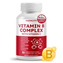 Vitamin B Complex Vitamin B1, B2, 6,9,12 Niacin, med vitamin C - Stöd Hjärnhälsa, energinivåer, hud, hår och naglar