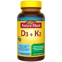Nature Made Vitamin D3 K2 Supplement, 5000 IE (125 mcg) Vitamin D för ben, tänder, muskel och immunstöd, 30 D3 och K2 Softgels, 30 Day Supply