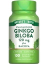 Naturens Sanning Ginkgo Biloba 120mg | Plus Bacopa | 100 Snabba frigörande kapslar | Standardiserat extrakt | Icke-GMO och Gluten fri tillägg
