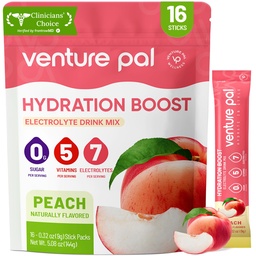 Venture Pal Sugar Free Electrolyte Powder Packets - Liquid Daily IV Hydration Packets | Electrolytes Drink Mix med 5 Vitaminer & 7 Electrolytes | Keto Friendly | Non-GMO | Certified Vegan | 16 Sticks