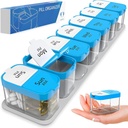 Extra stor Weekly Pill Organizer - XL Daily Pill Box - 7 Day Am Pm Pill Case Jumbo Pill Container för kosttillskott Big Pill Holder Twice A Day Oversized (Blue / White)