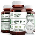 Natural Nutra Vegan Methyl B12 1000mcg, Heart Health och Energy Booster Supplement, Gluten Free, Support Energy Transformation, Förbättra immunsvar, Hjälp hjärnfunktion, 100 Vegan Lozenges