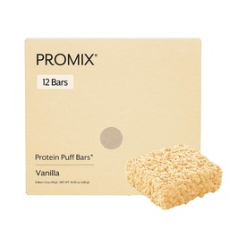 ProMix Nutrition Protein Puff Bars, 12-Pack - Madagaskar Vanilla - Marshmallow Crispy Treat - Great Tasting & Healthy On The Go Snack - High Protein & Low Calorie - Non-GMO & Free From Gluten, Soy & Corn.