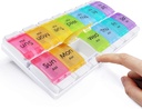 MOLN HYMY Large Pill Organizer 2 Times a Day, AM PM Pill Box 7 Day, 14 Dividers 2 Week Medicine Pill Organizer med Easy Push Button för medicinering, vitaminer, fiskoljor, kosttillskott