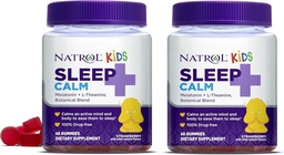 Natrol Kids Sleep+ Calm, Melatonin och L-Theanine, Sleep Aid Gummies med Botancial Blends, 100% Drug-Free, 60 Count (Pack of 2)