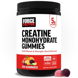 Force Factor Creatine Monohydrate Gummies, 5g Dos för män och kvinnor för att stödja muskel, styrka, återhämtning, kognitiv hälsa och minne, diverse frukt smaker, 150 Gummies
