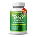 RHODIOLA ROSEA Supplement- 11-i-1 Naturlig Blend med Chamomile L-Theanine Ashwagandha Holy Basil Valerian Passionflower - 150 Count - Made & Tested i USA