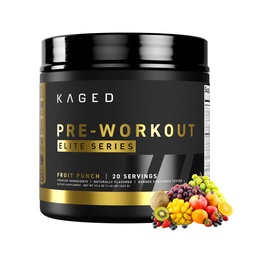 Kaged Pre Workout Elite Powder | Fruit Punch | Pre-Workout med kreatin, Beta Alanine, L-Citrulline, BCAAs | 388 mg Organisk koffein | Pre tillskott för män och kvinnor | 20 portioner