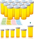 3.75oz Tomma pillerflaskor med barnresistenta mössor, 12 Pack - Stor kapacitet, fuktbevis, BPA-fri, med 32 Easy-Peel-etiketter för att organisera piller, vitaminer, tillskott, pärlor och mer