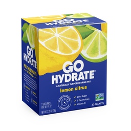 GoHydrate Instant Hydration Powder Packets - Low Sodium Electrolytes Drink Mix - Natural Hydration Support, Sugar Free Electrolyte Flavored Powder Drink med vitamin D, 30 Pack, Citrus