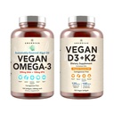 Vegan Powerhouse Combo. Omega-3 från Algal Oil & Vitamin D3 + K2. Plant-Based 5000 iu VIT D från Alger. 100 mcg All-Trans MK-7 Vita K. Carrageenan Free Veggie Softgels.