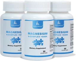 3 flaskor Sixfold Magnesium Complex | 350mg Magnesium Glycinate, Malate, Citrate, Taurine, Oxide, L-threonate för muskler, nerver, och energi, GABA Sleep Support | Hög Absorption | Vegan | 90 kapslar