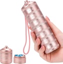 Metal Pill Organizer 7 Day - Vattentät Weekly Travel Pill Box Daily Pill Case med 7 Compartments, Pill Container för vitaminmedicin Supplements Fish Oil, Pink