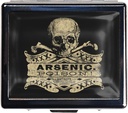 7 dagar Chromed Shiny Silver Pill Organizer med Mirror Inuti Har 8 Separata Compartments Rectangle 7 Days Pill Box Pill Case (Vintage Arsenic Skull Poison)