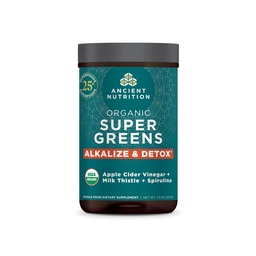 Ancient Nutrition Supergreens Alkalize & Detox Powder, Organic Superfood Powder Made från verkliga frukter, grönsaker och örter, för Digestive and Energy Support, 25 portioner, 7.5oz