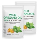 2 Pack Oil of Oregano Softgels, Oregano Oil Capsules, 165mg Carvacrol, 2 in 1 Formulated Oil of Oregano with Black Seed Oil 200mg, Oregano Oil Supplement Capsules