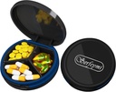 Serfeymi Small Pill Box - 3 Compartments Portable Pill Box för Purse Pocket, Compact Mini Travel Pill Case - Lämplig för medicin, vitamin, fiskolja, kosttillskott - Svart (Logo)