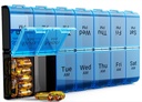 Extra Large Pill Organizer 2 gånger om dagen, Veckovis XL AM PM Pill Case, 7 Day Pill Box Två gånger om dagen, Överdimensionerad Daily Medicine Organizer för vitaminer (Blå)