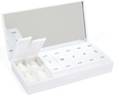 PORT X POLISH Designer Weekly Pill Box Organizer (AM/PM 2X Daily, Crisp White) | Compact, Stylish 7-Day Vitamin Supplement Case | Cute Portable Mini Travel Medicine Carrier | BPA-Free Pillbox Caddy