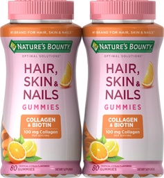 Naturens Bounty Biotin och Collagen, Citrus-Flavored Gummies, 80 Ct (2 Pack)