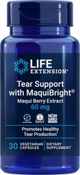 Life Extension Tear Support med MaquiBright®, 60 mg, Maqui Berry Extract för torra ögon, stöder ögonhälsa, uppmuntrar tårproduktion, glutenfri, icke-GMO, 1 Daily, Vegetarian, 30 kapslar