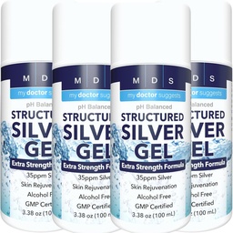 Kolloidal Silver Gel Extra Styrka - 35ppm Aktiverad kolloidal Silver Gel för maximal styrka - Tillverkad i USA - Strukturerad formel i ett bekvämt 4-paket