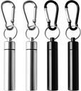 4 Pack Portable Pill Box Container Case Aluminum Alloy Keychain Pill Holder Waterproof Metal Earplugs Toothpick Box för Outdoor Camping Travel (2Pcs Black + 2Pcs Silver)