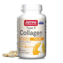 Jarrow Formulas® Typ II Collagen Komplex 1000 mg Kosttillskott, Stöder hud och gemensam hälsa, 60 kapslar, 30 dagars leverans