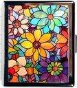 Travel Pill Organizer Small Pill Case for Purse Essentials 7 Days Cute Pill Box med Mirror Portable Pill Box för Pocket eller Purse Pill Containe Travel Gifts (Stained Glass Flowers)
